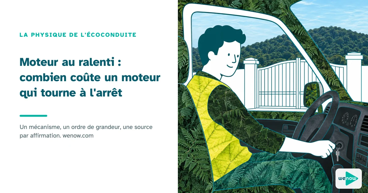 Moteur au ralenti : combien coute un moteur qui tourne a l arret. Illustration WeNow, la physique de l ecoconduite.