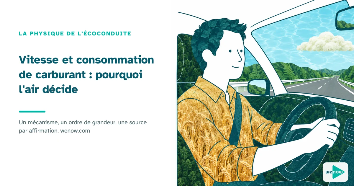 Vitesse et consommation de carburant : pourquoi la resistance de l air decide. Illustration WeNow, la physique de l ecoconduite.
